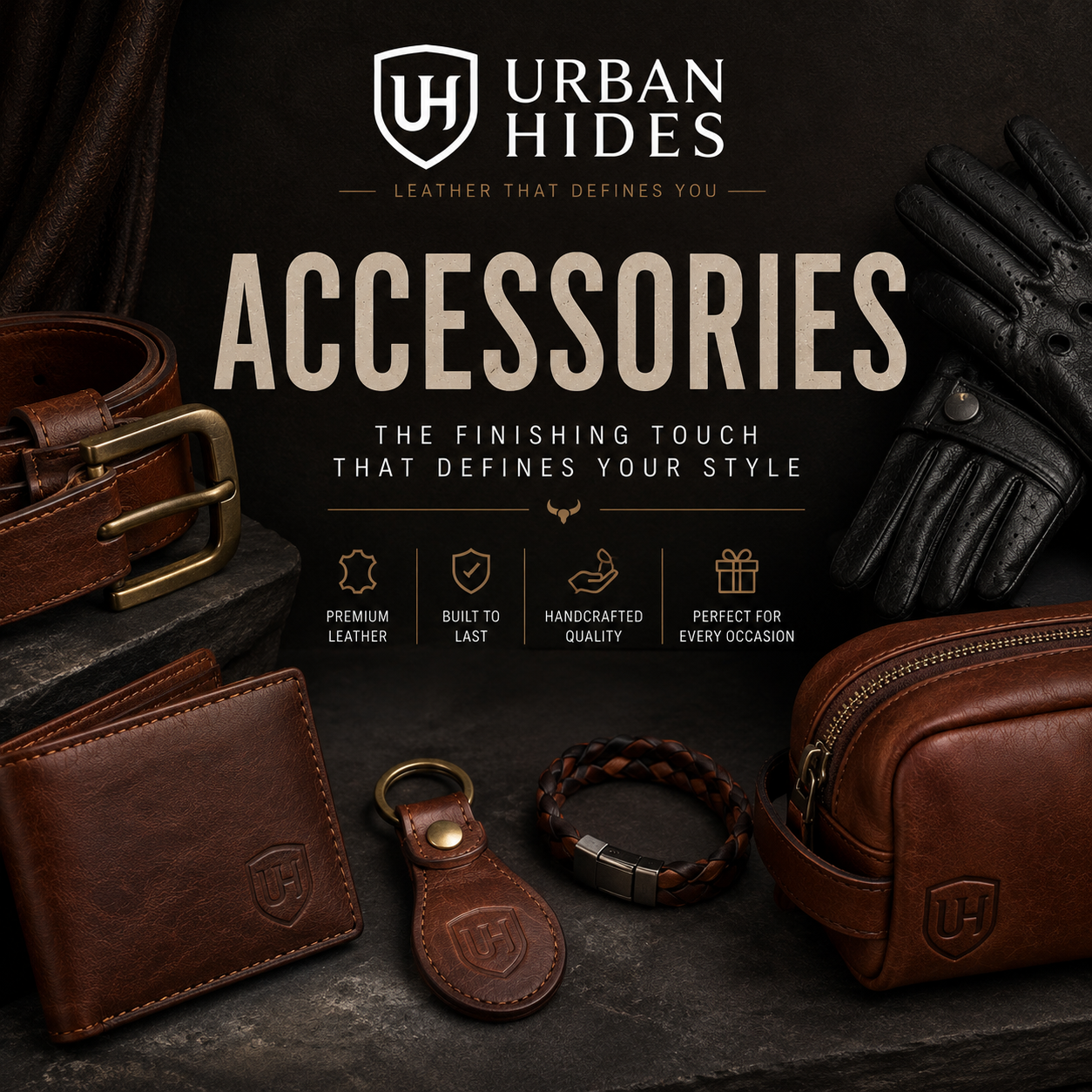 Explore premium genuine leather accessories at Urban Hides. Shop handcrafted wallets, belts, gloves, bags, keychains, travel essentials, and timeless leather goods designed for style, durability, and everyday use.
