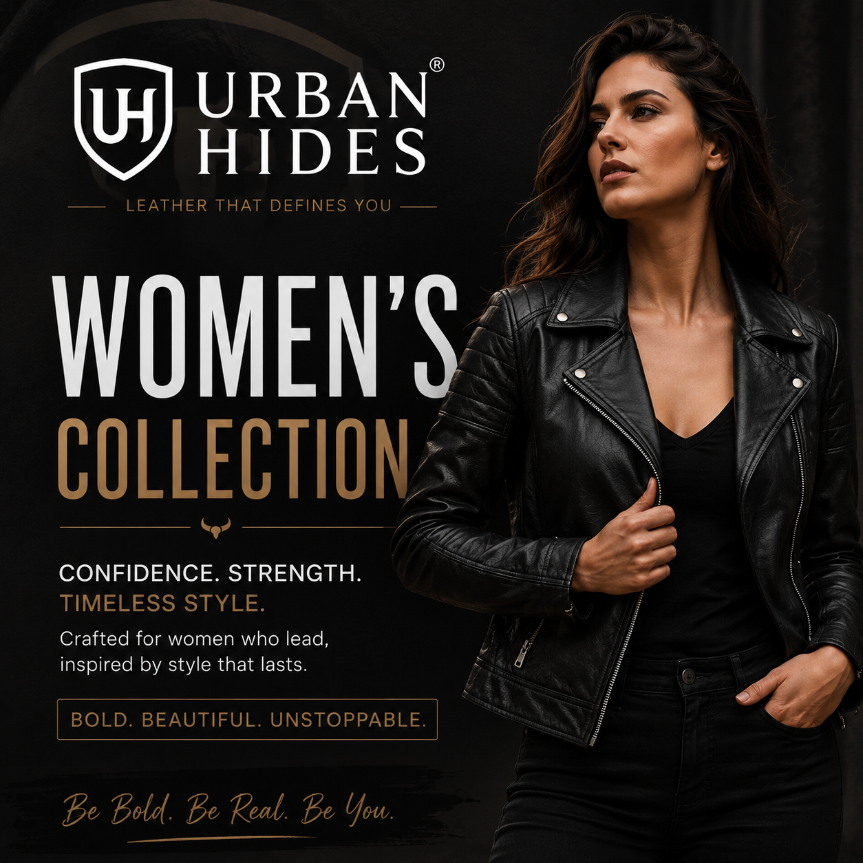 Explore the Women's Collection at Urban Hides featuring premium genuine leather jackets, custom-made leather apparel, and timeless designs crafted for confidence, comfort, and lasting style.
