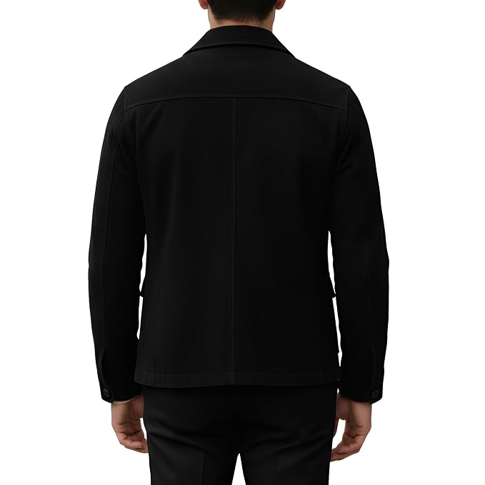 Apex Forge Midnight Black Suede Blazer for Men, premium genuine suede leather jacket back with fully customizable fit and design, stylish menswear for UK, USA and Australia.