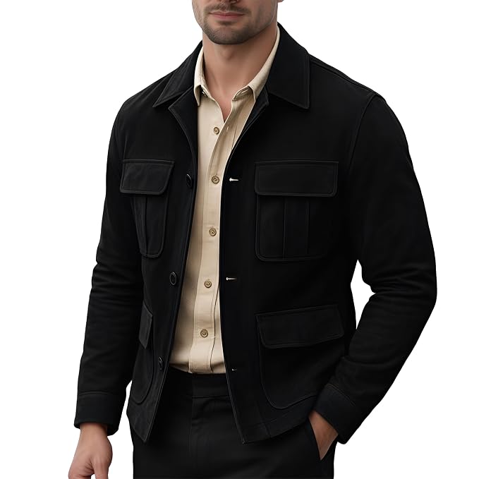 Apex Forge Midnight Black Suede Blazer for Men, premium genuine suede leather jacket side with fully customizable fit and design, stylish menswear for UK, USA and Australia.