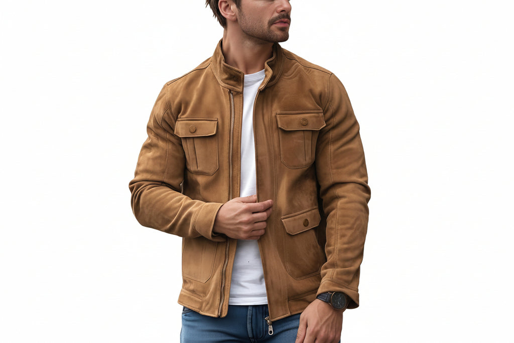 Apex Rider Prime Line Suede Leather Jacket for Men, premium genuine suede leather biker-style jacket with a modern fit, available for UK, USA and Australia.