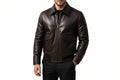 Asphalt Forge men's espresso brown lambskin leather bomber jacket featuring dual flap waist pockets, ribbed knit hem, silver zip, and custom made-to-measure fitting across the UK, USA, and Australia.