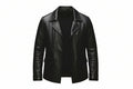 Men's baron edge premium genuine real lambskin soft leather office blazer jacket in jet black featuring broad shirt-style notch lapels, single-breasted front button closure, angled welt chest pocket, dual lower buttoned flap waist pockets, tailored executive fit silhouette, and custom made-to-measure tailoring across the UK, USA, and Australia.