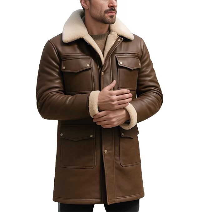 Baron Grain full length genuine leather duster coat for men side by UrbanHides, designed for customers in the UK, USA and Australia.