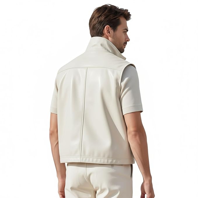 Chrome Hide Heritage Style Genuine Leather Vest for Men – Back View – Custom Leather Apparel for UK, USA & Australia | UrbanHides