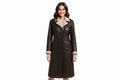 Chrome Siren women's dark espresso brown genuine lambskin leather winter coat featuring a plush beige shearling notch lapel collar, shearling-trimmed cuffs, single-breasted button closure, and custom made-to-measure fitting across the UK, USA, and Australia.