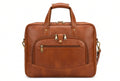 Buy leather bag: tan full grain leather laptop briefcase with back zip pocket and top handles