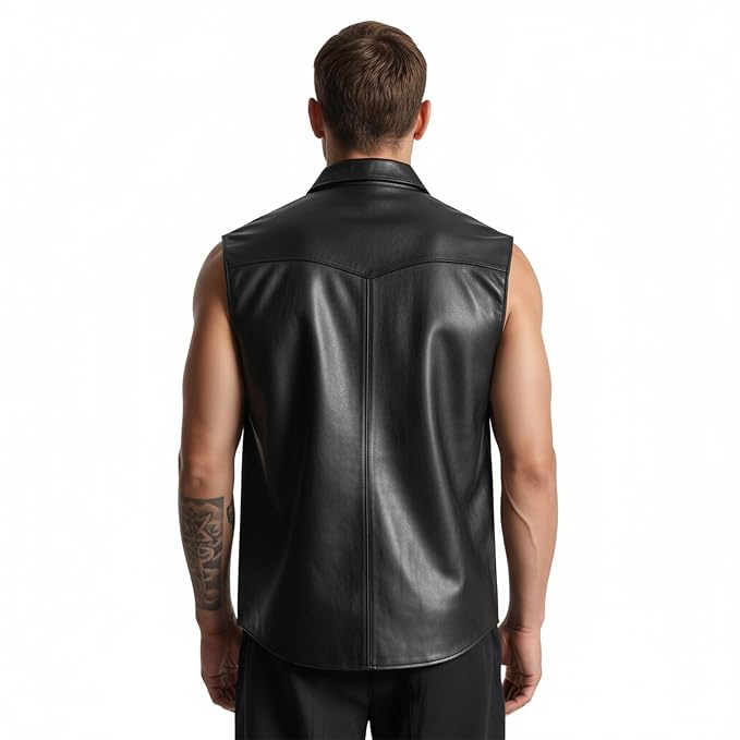 Dark Mantle Motorcycle Club Style Genuine Leather Vest for Men Back – Custom Biker Leather Apparel by UrbanHides for UK, USA & Australia