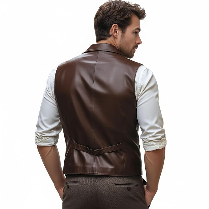 Drift Pelt High Fashion Genuine Men’s Leather Vest by UrbanHides, premium genuine leather vest for men back in the UK, USA and Australia.