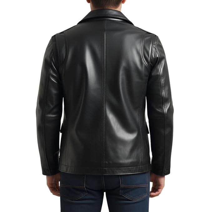 EliteForm Slim Leather Jacket for Men Front View – Premium Genuine Lambskin Leather Jacket by UrbanHides with Slim Fit, Zip Closure, and Modern Luxury Style