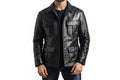 EliteForm Slim Leather Jacket for Men Front View – Premium Genuine Lambskin Leather Jacket by UrbanHides with Slim Fit, Zip Closure, and Modern Luxury Style