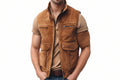 Ember Edge Distressed Look Suede Leather Vest for Men by UrbanHides, premium genuine suede leather vest with rugged vintage-inspired styling.