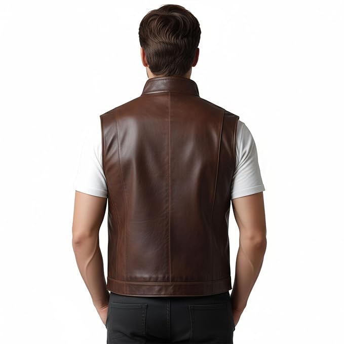 Men's Falcon Craft Heavy Duty Genuine Leather Biker Vest Back – Motorcycle Vest for UK, USA & Australia