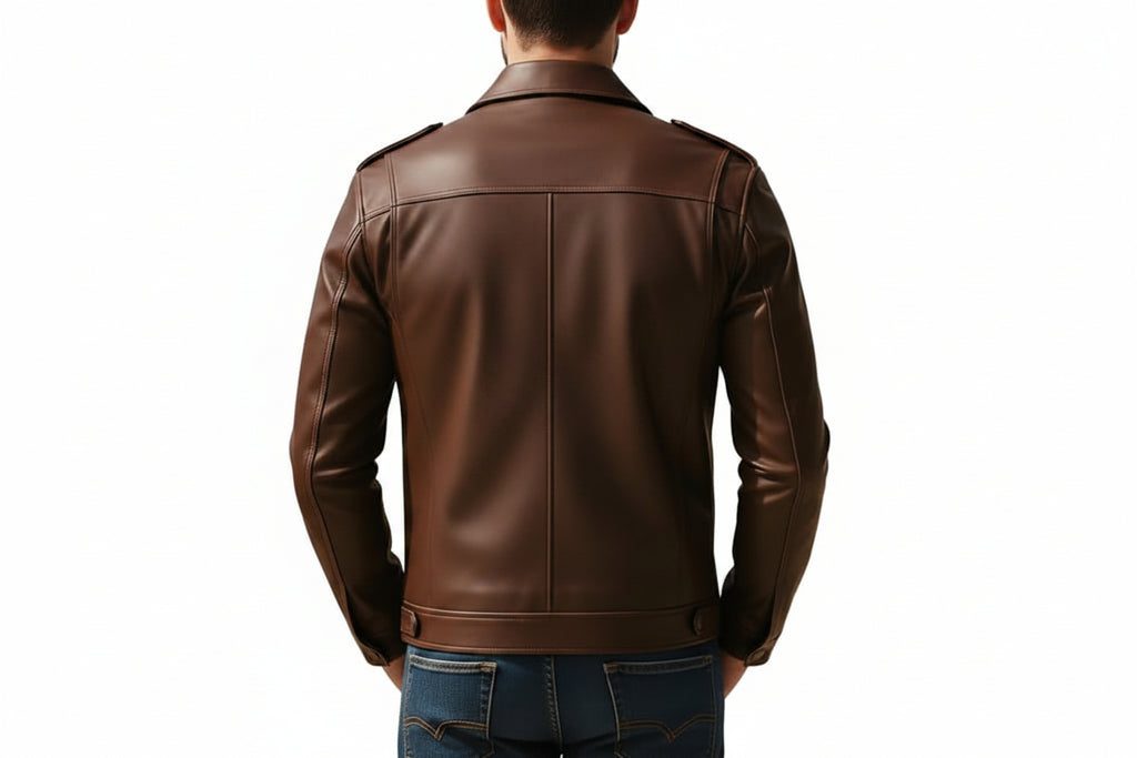 GhostEdge Statement Men's Lambskin Leather Zip Jacket Front View – Premium Genuine Lambskin Leather Jacket by UrbanHides with Modern Slim Fit, Zip Closure, Luxury Casual Outerwear