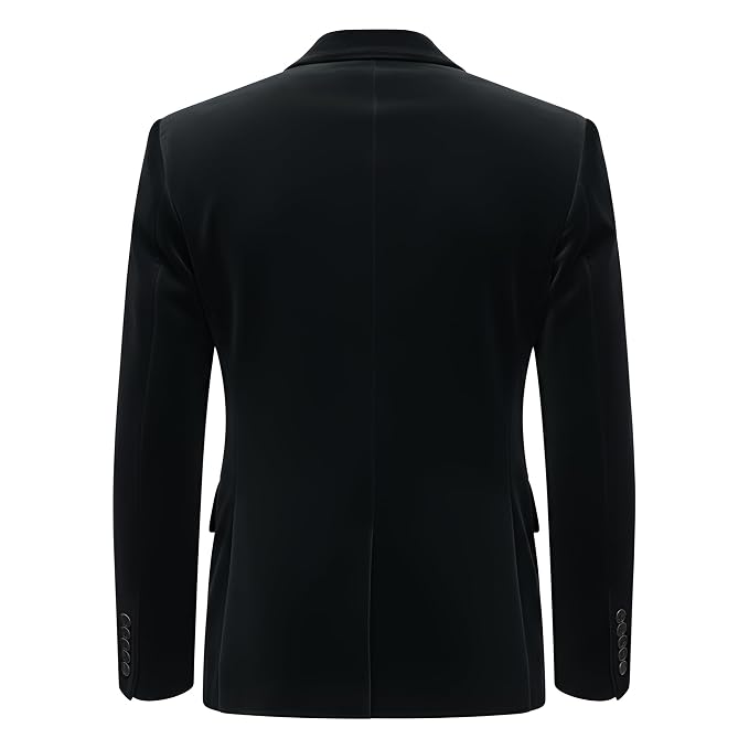 Men's Grand Pelt tailored fit genuine real soft suede leather blazer suit jacket in dark brown featuring broad sartorial peak lapels, double-breasted six-button front closure, sloped welt chest pocket, dual lower flap waist pockets, tonal inner lining, tailored silhouette, and custom made-to-measure tailoring available worldwide.back