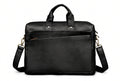 Midnight Black Full Grain Leather Slim Laptop Briefcase