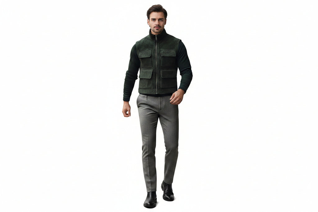Noble Stitch Traditional Button Front Suede Vest for Men – premium men’s suede vest with classic button-front styling by Urbanhides, ideal for customers in the UK, USA and Australia.