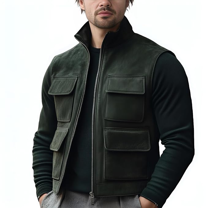 Noble Stitch Traditional Button Front Suede Vest for Men Side – premium men’s suede vest with classic button-front styling by Urbanhides, ideal for customers in the UK, USA and Australia.