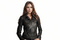 Obsidian Forge women's jet black genuine lambskin real leather jacket featuring a classic point collar, metallic front zip closure, dual double-snap flap chest pockets, vertical zippered waist pockets, sculpted seam paneling, and custom made-to-measure fitting across the UK, USA, and Australia.