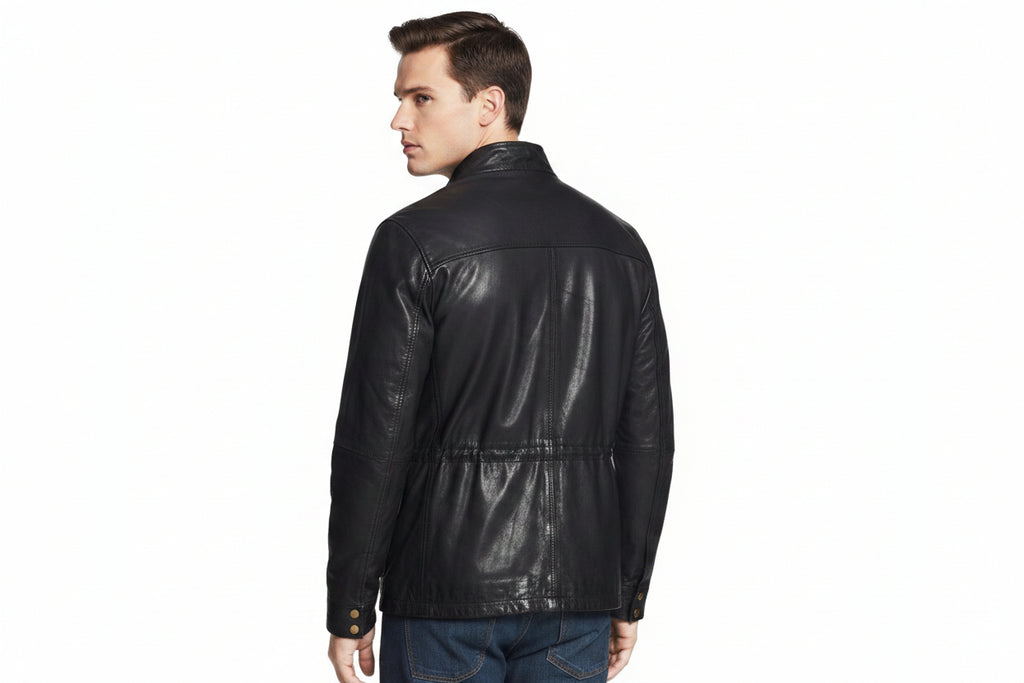 Outlaw Classic Leather Jacket by UrbanHides – Premium handmade men's biker leather jacket crafted from genuine leather with a timeless moto design.