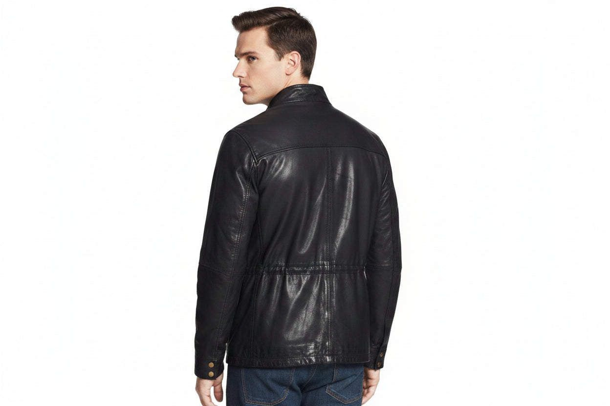 Outlaw Classic Leather Jacket by UrbanHides – Premium handmade men's biker leather jacket crafted from genuine leather with a timeless moto design.