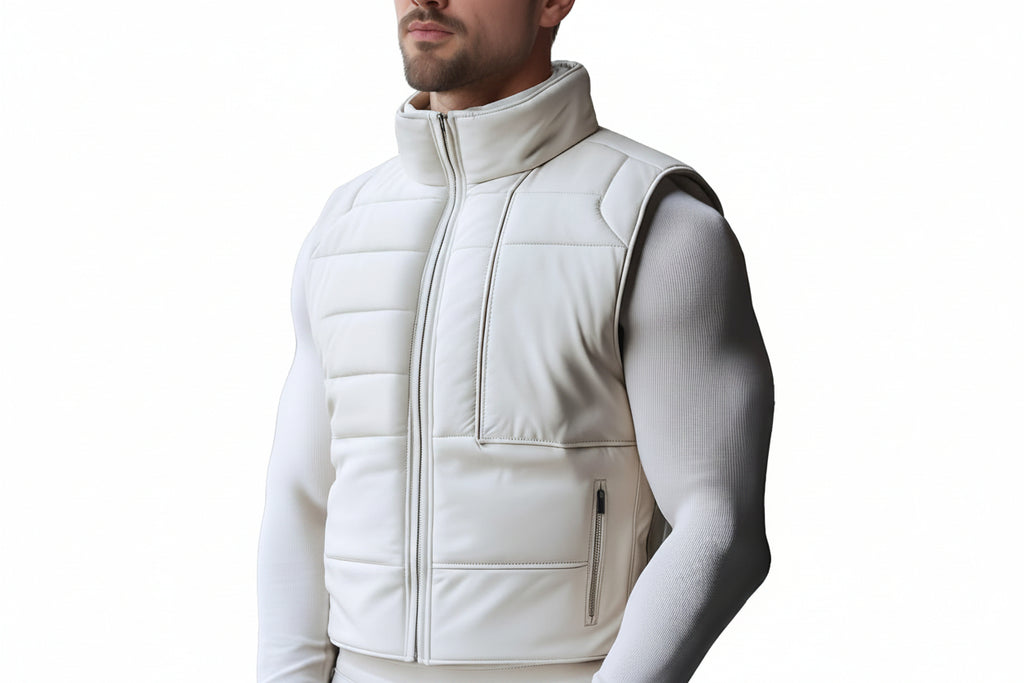 Prestige Mantle Slim Fit Biker Style Leather Vest for Men – premium slim-fit biker leather vest by Urbanhides, designed for stylish riders and modern men in the UK, USA and Australia.