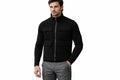 Front view of a man wearing the black Royal Stitch Biker Suede Leather Jacket featuring a stand collar, zip closure, and multi-pocket utility design.