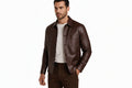 Shadow Rider Signature Edge Men's Lambskin Leather Bomber Jacket Front View – Premium Genuine Lambskin Leather Bomber Jacket by UrbanHides with Classic Zip Closure, Luxury Black Leather Outerwear for Men