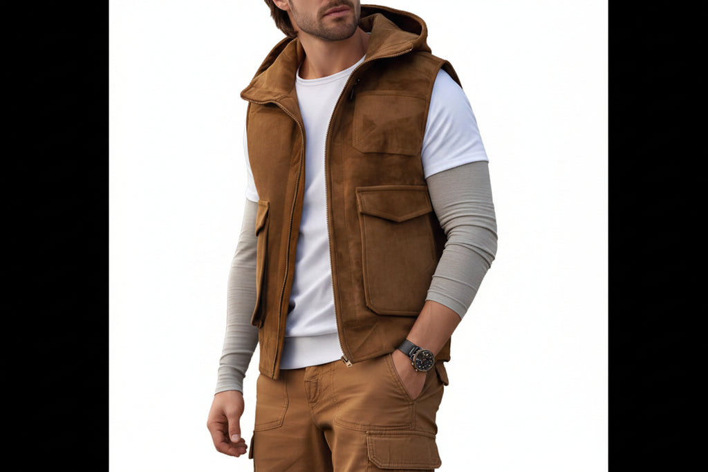 Stormveil Classic Snap Button Suede Vest for Men – premium men’s suede vest with classic snap-button styling by Urbanhides, designed for customers in the UK, USA and Australia.
