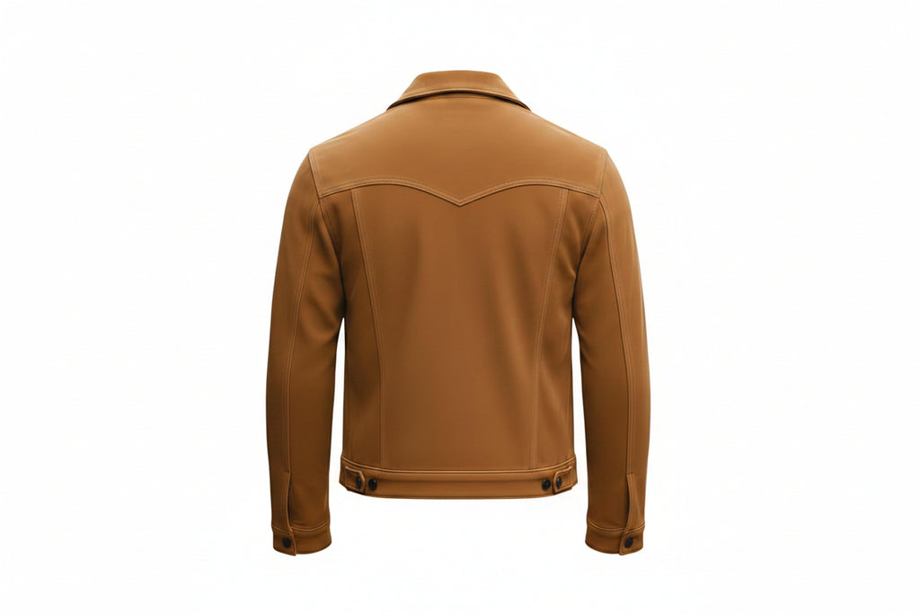 Suede Edge Tan Rider Jacket crafted from premium genuine suede leather for men featuring a classic tan finish, tailored fit, and timeless casual luxury style by UrbanHides.