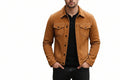 Suede Edge Tan Rider Jacket crafted from premium genuine suede leather for men featuring a classic tan finish, tailored fit, and timeless casual luxury style by UrbanHides.