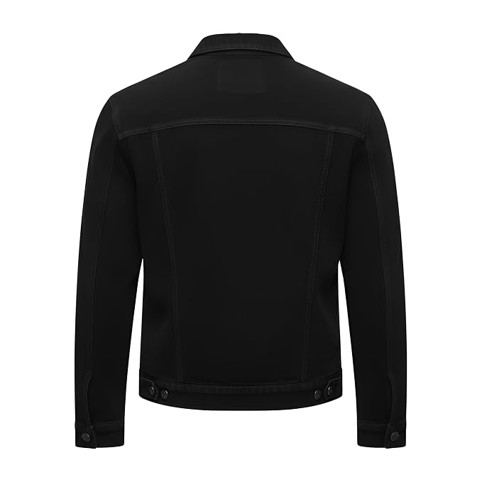Back view of the black Supreme Grain Urban Moto Mens Suede Leather Jacket featuring dual chest pockets and a shirt collar.