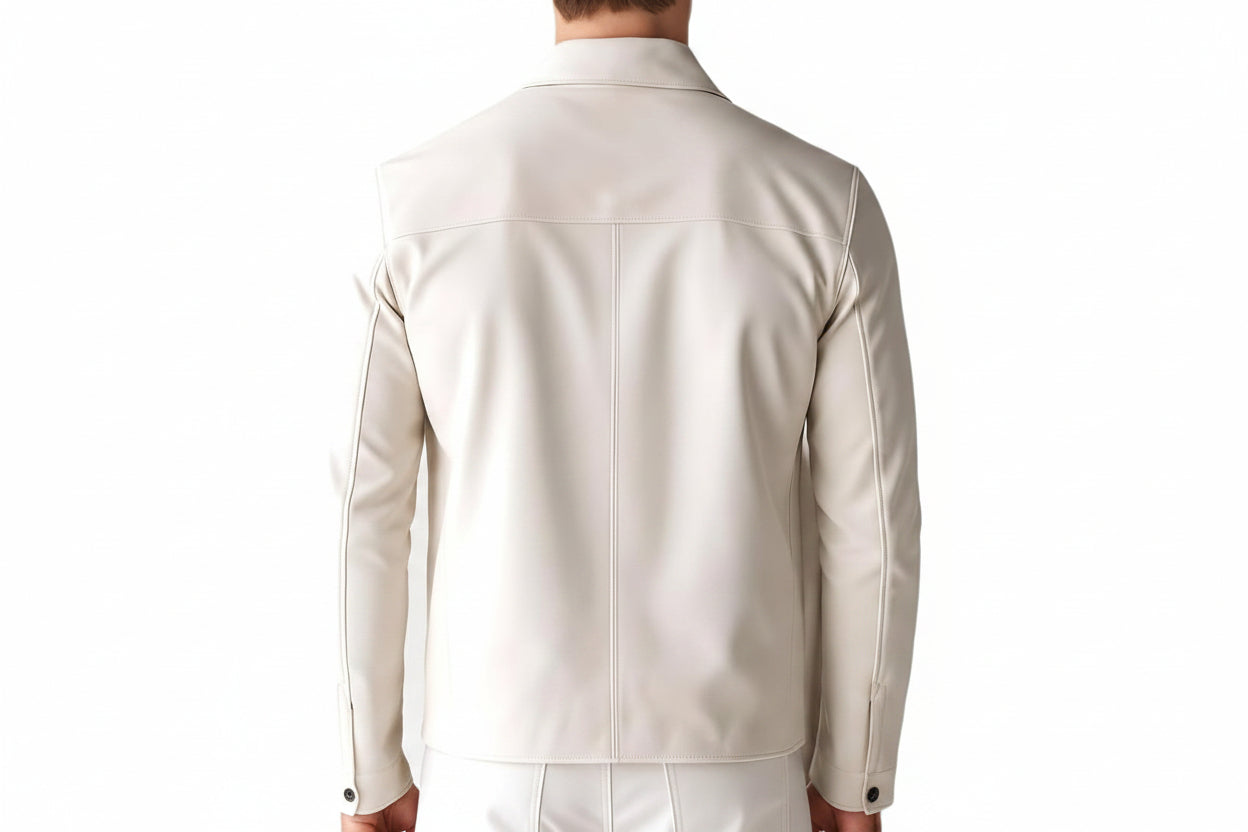 Urban Edge Supreme Men's Lambskin Leather Style Jacket Front View – Premium Genuine Lambskin Leather Jacket by UrbanHides with Classic Zip Closure, Modern Tailored Fit, Luxury Men's Leather Outerwear