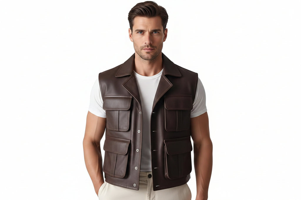 Urban Thread Vintage Real Leather Vest for Men – premium vintage real leather vest by Urbanhides, featuring timeless styling for men in the UK, USA and Australia.