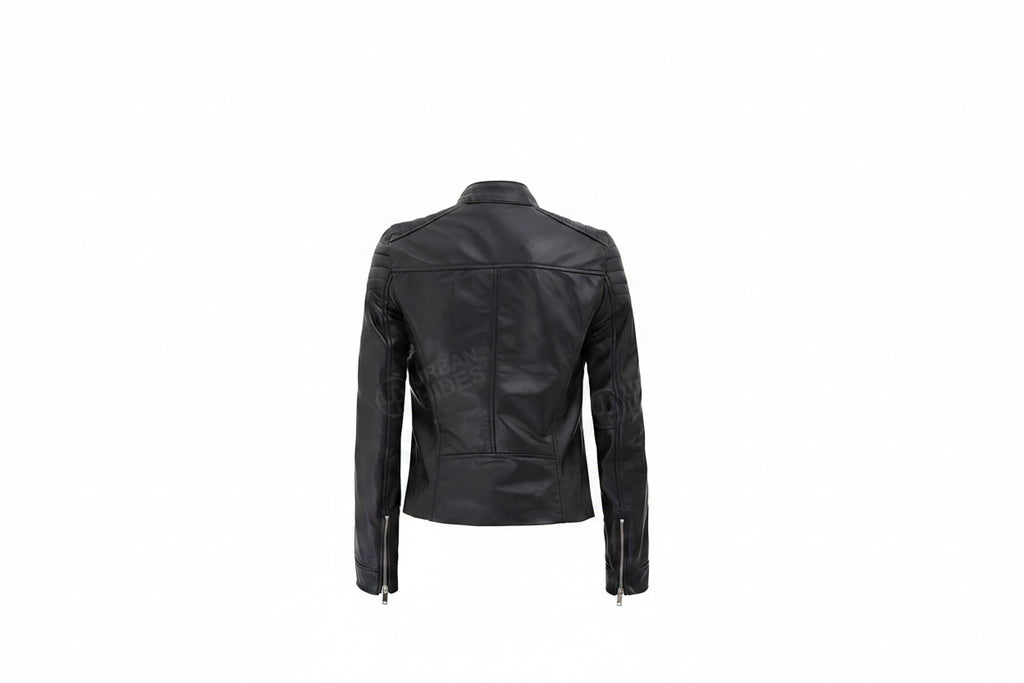 Victoria Elite Lambskin Jacket by UrbanHides crafted from premium genuine lambskin leather for women with a tailored fit, handcrafted luxury, custom sizing, and worldwide shipping.