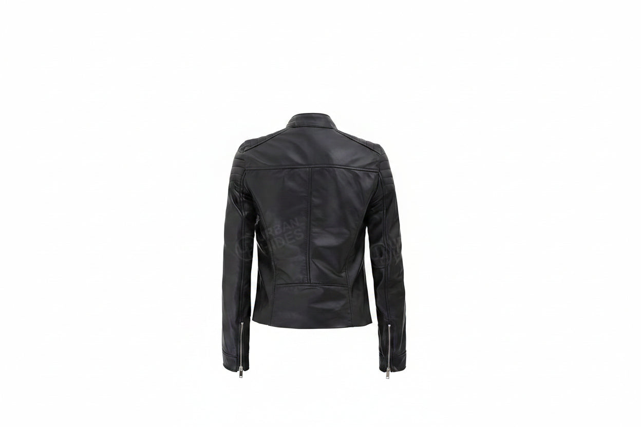 Victoria Elite Lambskin Jacket by UrbanHides crafted from premium genuine lambskin leather for women with a tailored fit, handcrafted luxury, custom sizing, and worldwide shipping.