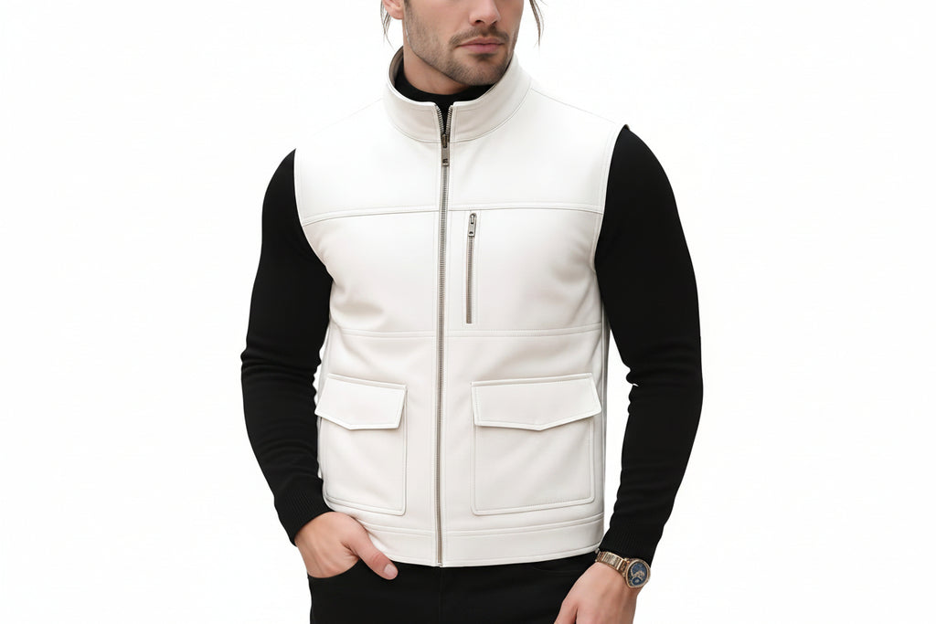 Wild Smith Classic Zipper Front Leather Vest for Men – premium men’s leather vest with classic zipper-front styling by Urbanhides, designed for customers in the UK, USA and Australia.