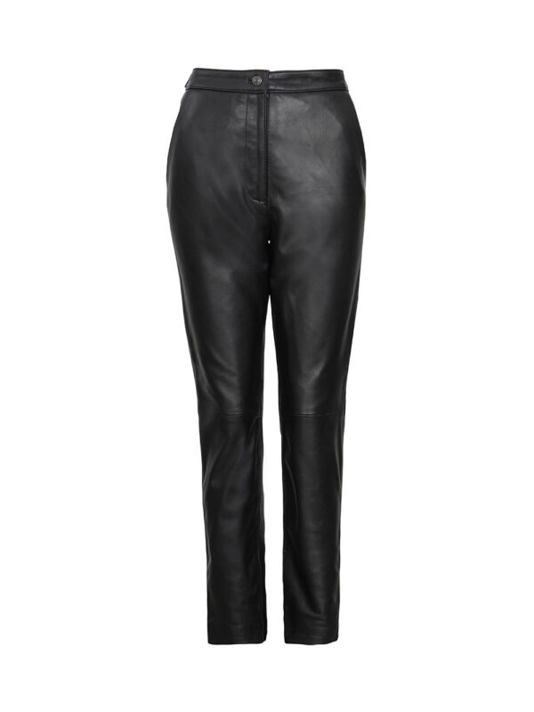 Celeste Noir Straight-Leg Leather Pants Front