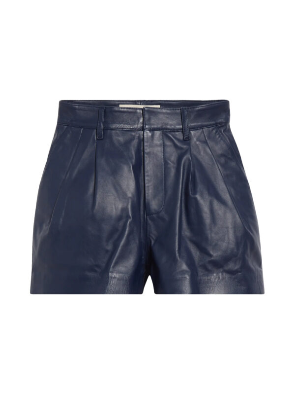 Elegant Pleated Leather Shorts with Modern Flair Front