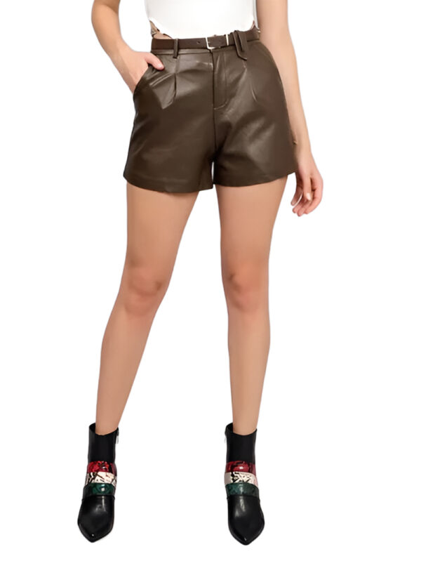 Elevate High-Waisted Leather Shorts Front