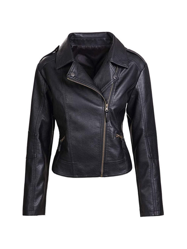 Quilted Biker Leather Jacket Front