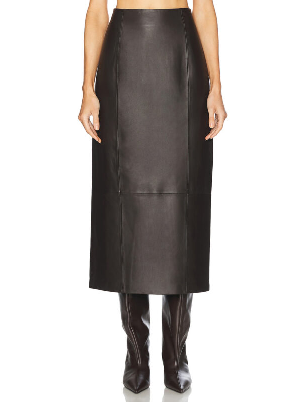 Sienna Luxe High-Waist Leather Skirt with Tailored Charm Front