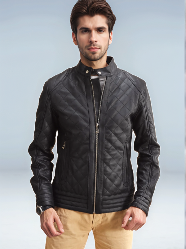 UrbanHides Quilted Black Leather Jacket